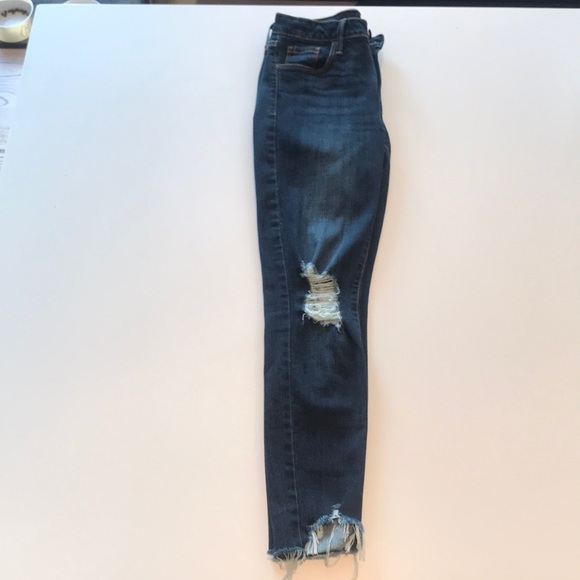 Just Black Dark Wash Denim Frayed Bottoms - Picture 2 of 2